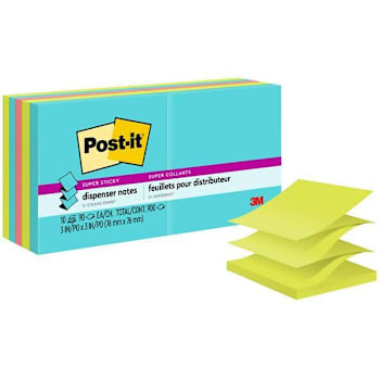 Post-It Super Sticky Dispenser Notes Supernova Neons Color 3"X3" Package Of 10