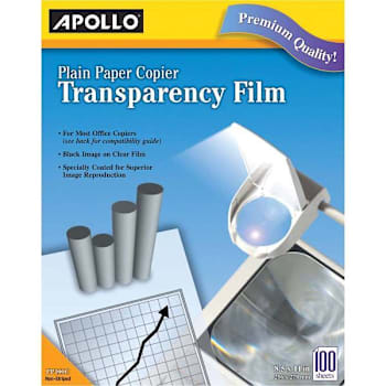 Apollo Plain Paper Copier Transparency Film 8.5"X11" Package Of 100