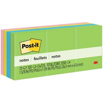 Post-It Original Notepads Floral Fantasy Color Collection 1 3/8"X 1 7/8"  Package Of 12