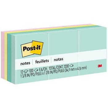 Post-It Notes Beachside Color Collection 1.38” X 1.88” Package Of 12