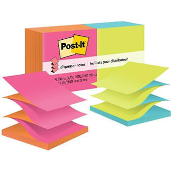 Post-It Dispenser Notes 3"X3" Assort Colors Package Of 12