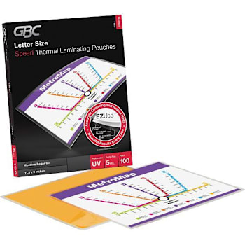 Gbc Fusion Ezuse Letter Thermal Laminating Pouches 9"X11.5" 5 Mil Package Of 100
