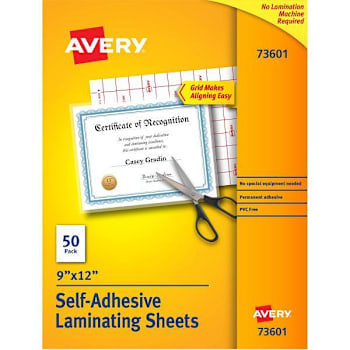 Image for Avery Self-Adhesive Letter Size Laminating Sheets 9,25"X12" 3 Mil Package Of 50 from HD Supply