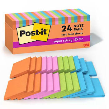 Post-It Super Sticky Notes Cabinet Pack Energy Boost Color 3"X3" Package Of 24