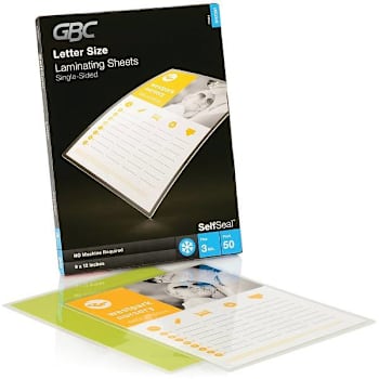 Image for Gbc Selfseal Letter Size Laminating Sheets 9"X12" 3 Mil Package Of 500 from HD Supply