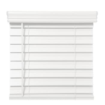 Image for Champion 2.5 In. Embossed Faux Wood 48 In. X 64 In. Room Darkening Blind, White from HD Supply