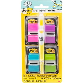 Image for Post-It Flags W/Bonus Yellow Highlighter 1"X1.75" Assorted Colors Package Of 200 from HD Supply