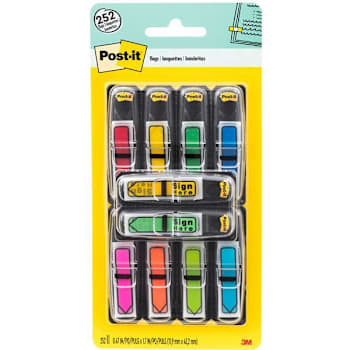 Post-It Flag W/60 Bonus Sign Here Flags 0.5"X1.75" Asst Colors Package Of 252