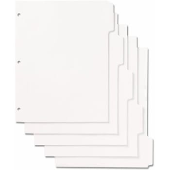 Skilcraft Tab Index Sheets 8.5x11 1/5 Tab Cut White 5 Dividers Package Of 100