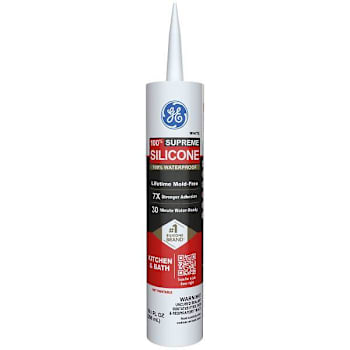 GE 10.1 Oz Supreme Silicone Kitchen And Bath Sealant, White, Case Of 12