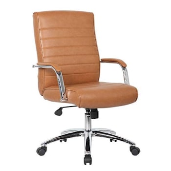 Boss Office Products Executive Chair-Caramel Color Vinyl-Chrome Arms And Base