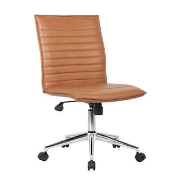 Boss Office Products Armless Chair-Caramel Vinyl-Steel Base In Chrome Finish
