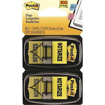 Post-It "Notarize" Flags 1" X 1.75" Yellow Package Of 100