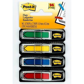 Image for Post-It Flags 0.5" X 1.75" Assorted Primary Colors Package Of 96 from HD Supply