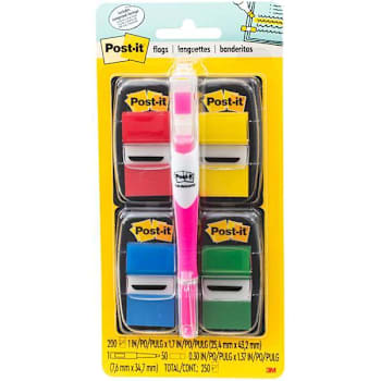 Post-It Flags Bonus Pink Highlighter 1" X 1.75" Assorted Colors Package Of 200
