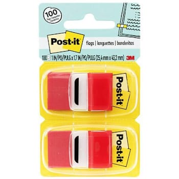 Post-It Flags 1" X 1.75" Red Package Of 600