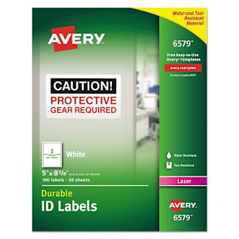 Image for Avery Durable ID Labels-Trueblock Tech Laser Printers 5x8.13 White Package Of 50 from HD Supply