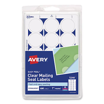 Avery Printable Mailing Seals 1" Dia Clear Package Of 32