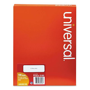 Image for Universal White Labels Inkjet/Laser Printers 1.33x4 Package Of 100 from HD Supply