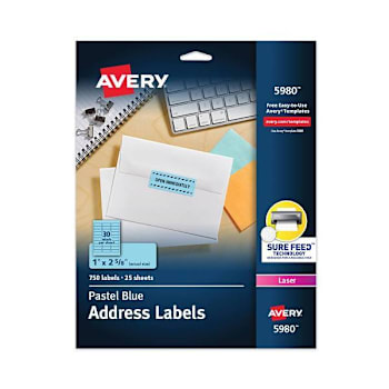 Image for Avery High-Visibility Permanent Laser ID Labels 1x2.63 Pastel Blue Package Of 25 from HD Supply