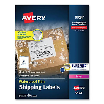 Image for Avery Waterproof Label-Trueblock/S Feed Laser Printer 3.33x4 White Package Of 50 from HD Supply