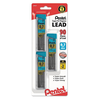 Image for Pentel Super Hi-Polymer Lead Refills 0.7 Mm Hb Black Package Of 3 from HD Supply