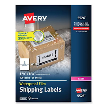 Image for Avery Waterproof Label-Trueblock Tech Laser Printers 5.5x8.5 White Package Of 50 from HD Supply
