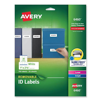 Image for Avery Removable Multi-Use Labels Inkjet/Laser Printer 1x2.63 White Package Of 25 from HD Supply