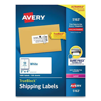 Image for Avery Shipping Label-Trueblock Technology Laser Printer 2x4 White Package Of 100 from HD Supply
