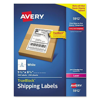Avery Shipping Labels-Trueblock Tech Laser Printers 5.5x8.5 White Package Of 250