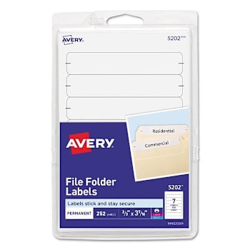 Image for Avery Printable 4"X6" Permanent File Folder Labels 0.69x3.44 White Package Of 36 from HD Supply
