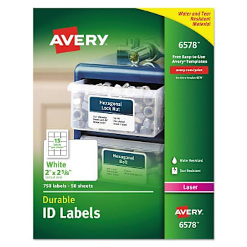 Image for Avery Durable ID Labels-Trueblock Tech Laser Printers 2x2.63 White Package Of 50 from HD Supply