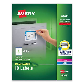 Image for Avery Removable Multi-Use Labels Inkjet/Laser Printer 3.33x4 White Package Of 25 from HD Supply