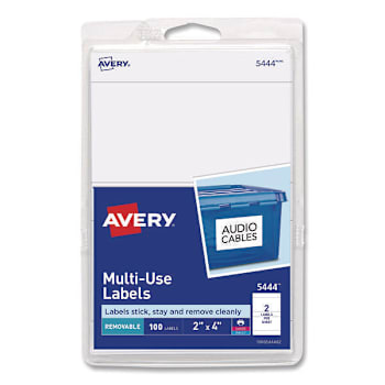 Image for Avery Removable Multi-Use Labels Inkjet/Laser Printers 2x4 White Package Of 50 from HD Supply
