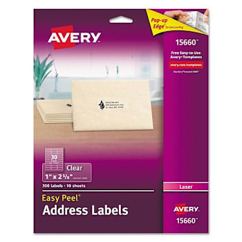 Avery Matte Clear Easy Peel Mailing Labels W/ Sure Feed Technology Package Of 10