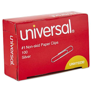 Universal Paper Clips #1 Nonskid Silver Package Of 10