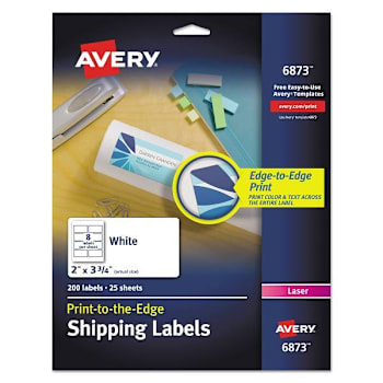 Image for Avery Vibrant Laser Color-Print Labels W/ Sure Feed 2x3.75 White Package Of 25 from HD Supply