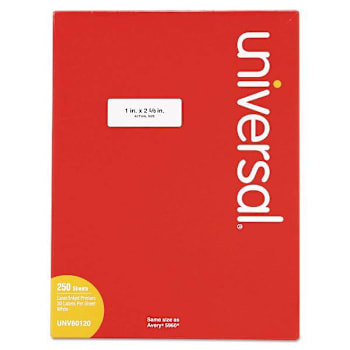 Universal White Labels Inkjet/Laser Printers 1x2.63 Package Of 250