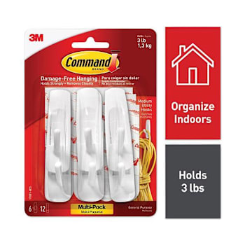 Command General Purpose Hooks Multi-Pack Medium Plastic White Package Of 6