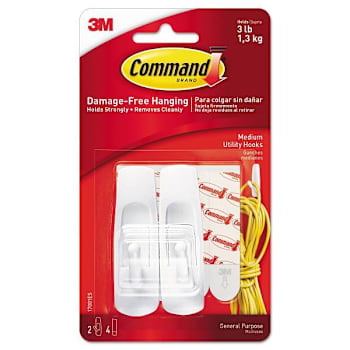 Command General Purpose Hooks Medium Plastic White Package Of 2