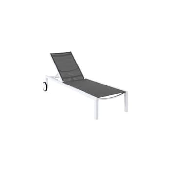 Cape Soleil Santorini Aluminum Sling Chaise Lounge Chair With Wheels