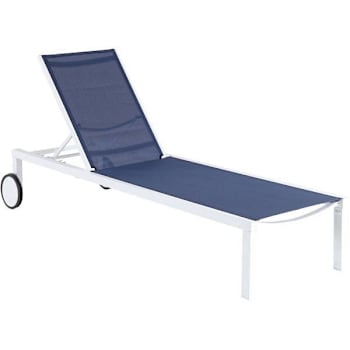 Cape Soleil Soleilsantorini Aluminum Sling Chaise Lounge Chair With Wheels Gray Sling, White Frame