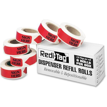 Image for Redi-Tag "Sign Here" Arrow Flags Dispenser Refills 1.88"X0.56" Red Package Of 6 from HD Supply