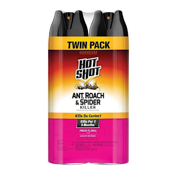Hot Shot 17.5 Oz. Ant, Roach, And Spider Insect Killer Aerosol Spray Fresh Floral Scent - Twin Pack