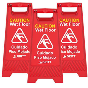 Gritt Commercial Red Caution Wet Floor Sign Package Of 3