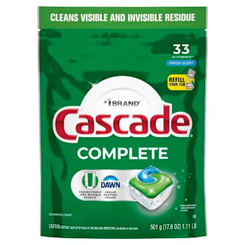 Cascade Complete Dawn Dishwasher Detergent Pods, Fresh Scent, 33-Count, Case Of 4