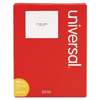 Image for Universal White Labels Inkjet/Laser Printers 3.33x4 Package Of 100 from HD Supply