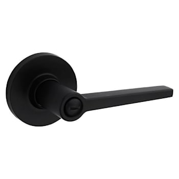 Kwikset Daylon Round Bed/Bath Lever, Push Button, Matte Black