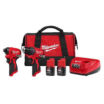 Image for Milwaukee M12 Lithium-Ion Brushless Cordless Subcompact Drill/Impact Driver Combo Kit With Batteries, Charger, And Bag from HD Supply
