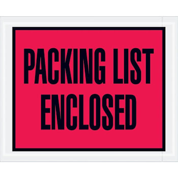Box Partners 4 1/2x5 1/2" Red "Packing List Enclosed" Envelopes Case Of 1000